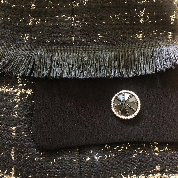 BIANCO NERO Black Gold Tweed Jacket NEW without Tag Size L - Picture 3 of 8